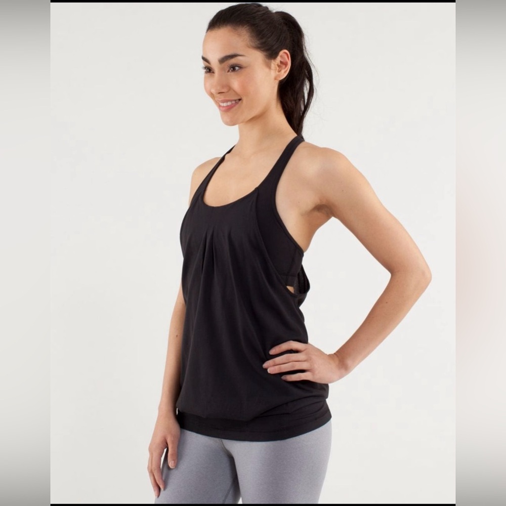 Lululemon Practice Freely Black Tank Size 8 Built In Sports Bra